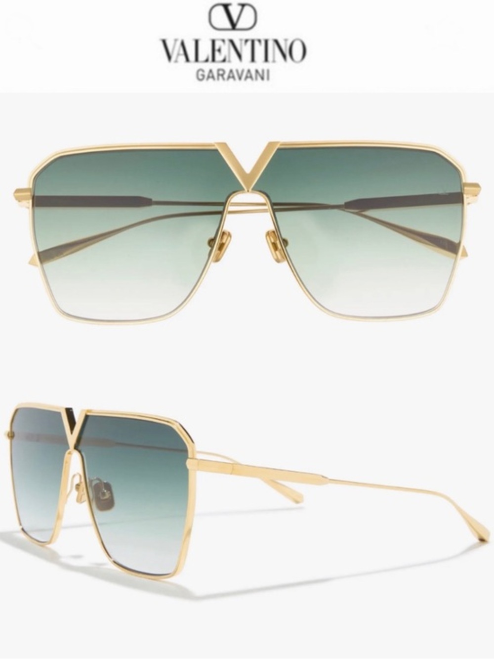 Valentino Garavani Aviator Metal Sunglasses Unisex VLS-137C134 134mm V-Bridge